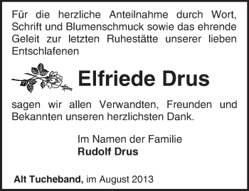 Traueranzeige von Elfriede Drus von Märkische Oderzeitung