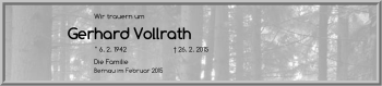 Traueranzeige von Gerhard Vollrath von Märkische Oderzeitung