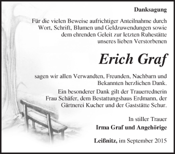 Traueranzeige von Erich Graf von Märkische Oderzeitung