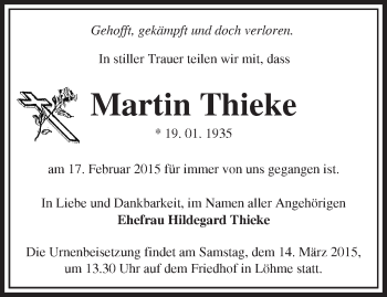 Traueranzeige von Martin Thieke von Märkische Oderzeitung