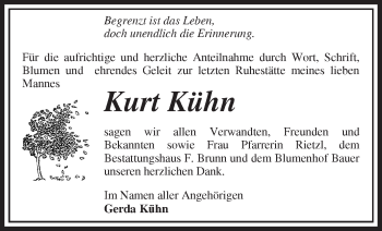 Traueranzeige von Kurt Kühn von Märkische Oderzeitung