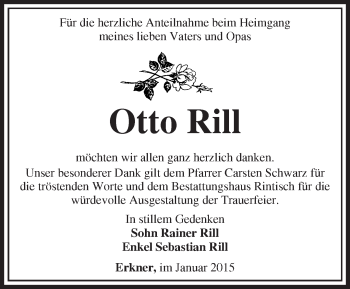 Traueranzeige von Otto Rill von Märkische Oderzeitung