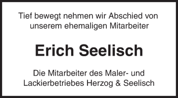 Traueranzeige von Erich Seelisch von Märkische Oderzeitung
