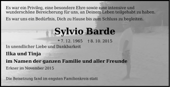 Traueranzeige von Sylvio Barde von Märkische Oderzeitung