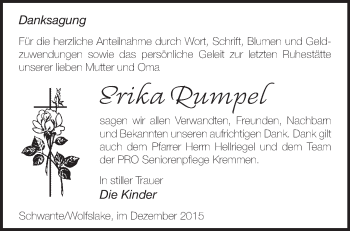 Traueranzeige von Erika Rumpel von Märkische Oderzeitung