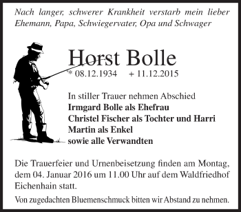 Traueranzeige von Horst Bolle von Märkische Oderzeitung