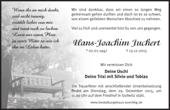 Traueranzeige von Hans-Joachim Juchert von Märkische Oderzeitung