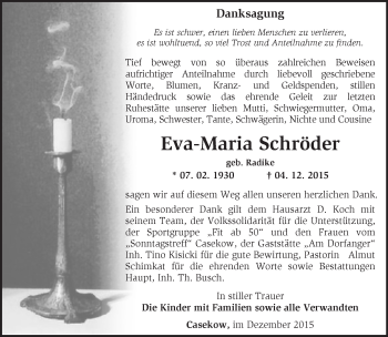 Traueranzeige von Eva-Maria Schröder von Märkische Oderzeitung