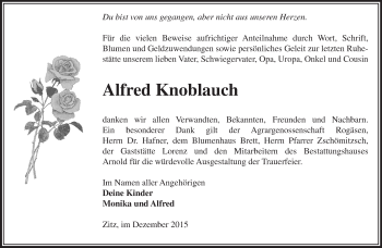 Traueranzeige von Alfred Knoblauch von Märkische Oderzeitung