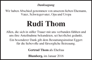 Traueranzeige von Rudi Thom von Märkische Oderzeitung