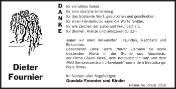 Traueranzeige von Dieter Fournier von Märkische Oderzeitung