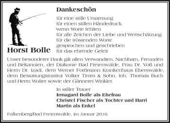 Traueranzeige von Horst Bolle von Märkische Oderzeitung