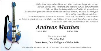 Traueranzeige von Andreas Matthes von Märkische Oderzeitung