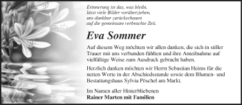 Traueranzeige von Eva Sommer von Märkische Oderzeitung