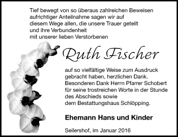 Traueranzeige von Ruth Fischer von Märkische Oderzeitung