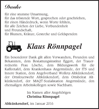 Traueranzeige von Klaus Rönnpagel von Märkische Oderzeitung