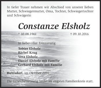 Traueranzeige von Constanze Elsholz von Märkische Oderzeitung