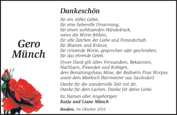 Traueranzeige von Gero Münch von Märkische Oderzeitung