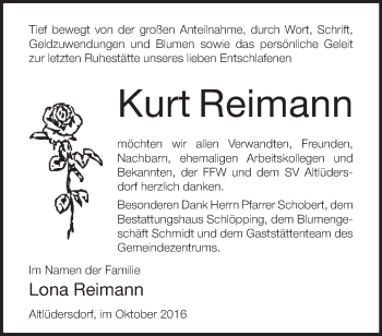 Traueranzeige von Kurt Reimann von Märkische Oderzeitung