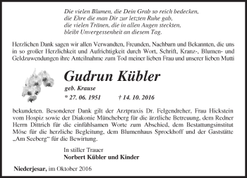 Traueranzeige von Gudrun Kühler von Märkische Oderzeitung