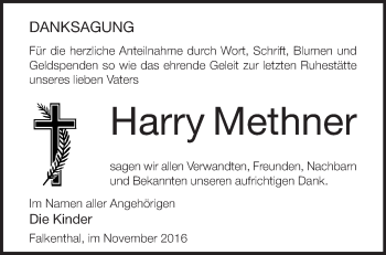 Traueranzeige von Harry Methner von Märkische Oderzeitung