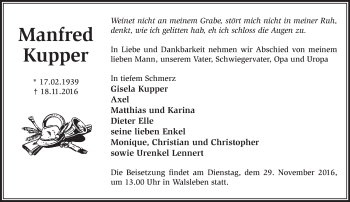 Traueranzeige von Manfred Kupper von Märkische Oderzeitung