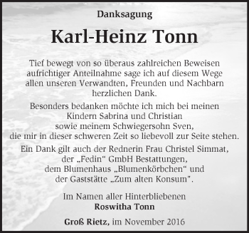 Traueranzeige von Karl-Heinz Tonn von Märkische Oderzeitung