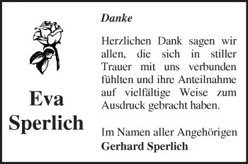 Traueranzeige von Eva Sperlich von Märkische Oderzeitung