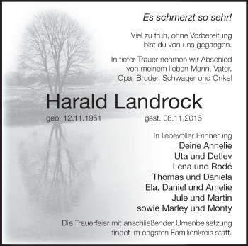 Traueranzeige von Harald Landrock von Märkische Oderzeitung