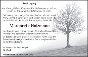 Traueranzeige von Margarete Holzmann von Märkische Oderzeitung