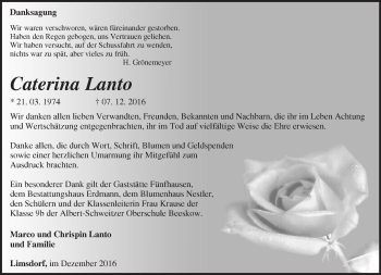 Traueranzeige von Caterina Lanto von Märkische Oderzeitung