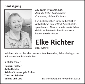 Traueranzeige von Elke Richter von Märkische Oderzeitung