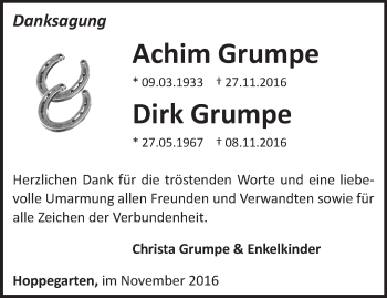 Traueranzeige von Achim und Dirk Grumpe von Märkische Oderzeitung