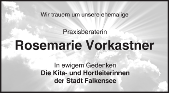 Traueranzeige von Rosemarie Vorkastner von Märkische Oderzeitung