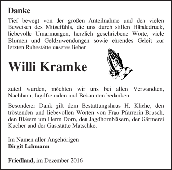 Traueranzeige von Willi Kramke von Märkische Oderzeitung