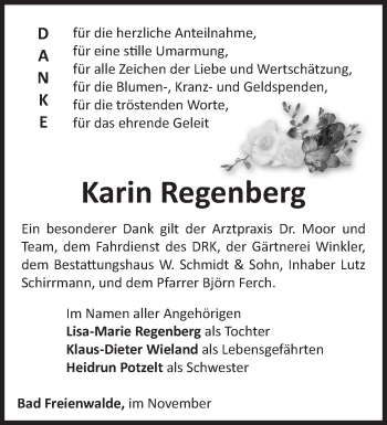 Traueranzeige von Karin Regenberg von Märkische Oderzeitung