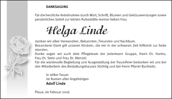 Traueranzeige von Helga Linde von Märkische Oderzeitung