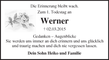 Traueranzeige von Werner  von Märkische Oderzeitung