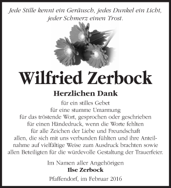 Traueranzeige von Wilfried Zerbock von Märkische Oderzeitung