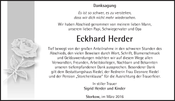 Traueranzeige von Eckhard Herder von Märkische Oderzeitung