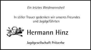 Traueranzeige von Hermann Hinz von Märkische Oderzeitung