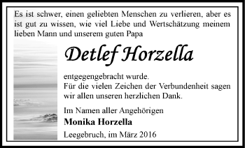 Traueranzeige von Detlef Horzella von Märkische Oderzeitung