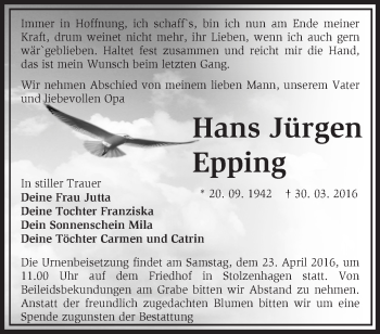 Traueranzeige von Hans Jürgen von Märkische Oderzeitung