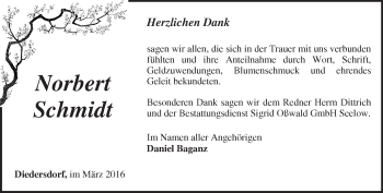 Traueranzeige von Norbert Schmidt von Märkische Oderzeitung