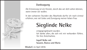 Traueranzeige von Sieglinde Nelke von Märkische Oderzeitung