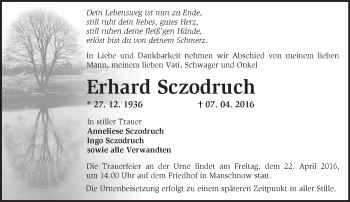 Traueranzeige von Erhard Sczodruch von Märkische Oderzeitung