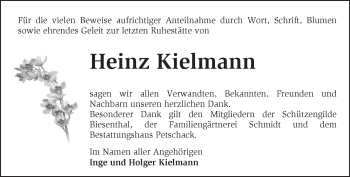 Traueranzeige von Heinz Kielmann von Märkische Oderzeitung