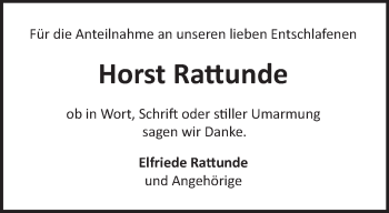 Traueranzeige von Horst Rattunde von Märkische Oderzeitung
