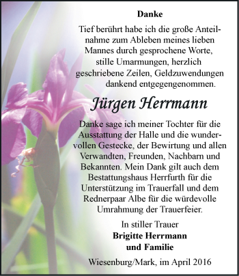 Traueranzeige von Jürgen Herrmann von Märkische Oderzeitung