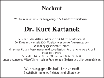 Traueranzeige von Kurt Kattanek von Märkische Oderzeitung